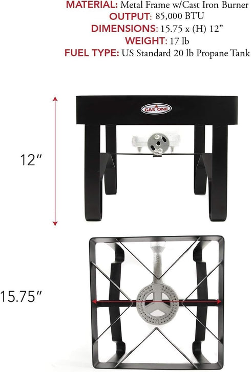 GasOne High-Pressure Single Burner Outdoor Stove Propane Cooker with Adjustable Regulator and Hose