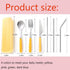 Facune 4 Colors Portable Travel Utensils with Case, Reusable Stainless Steel Cutlery Include Knife Fork Spoon Straw