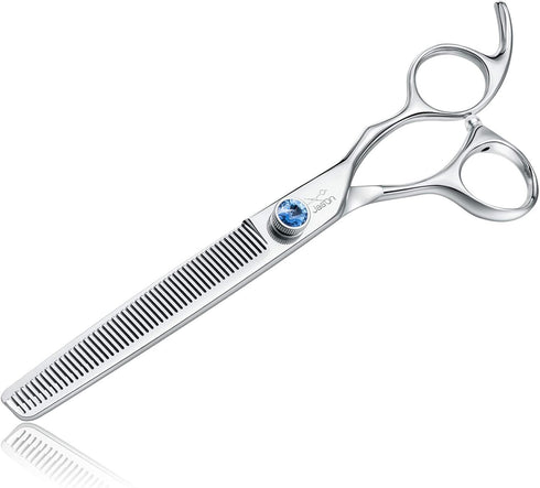 JASON 7" 50 Teeth Thinning Dog Grooming Scissor, Ergonomic Blender Shears Kit with Offset Handle and Jewelled Screw