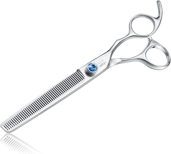 JASON 7" 50 Teeth Thinning Dog Grooming Scissor, Ergonomic Blender Shears Kit with Offset Handle and Jewelled Screw
