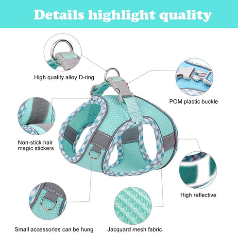Dog Harness and Leash Set, No Pull Adjustable Reflective Pet Harness for Small Medium Dogs (Pink, S)