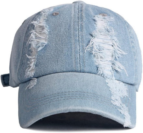 Vintage Washed Denim Dad Hats, Adjustable Baseball Caps for Men and Women