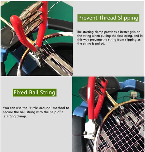 Tennis Ball Machine Stringing Clamp, 3 Spring Sports Starting Clamp Tools for Racket Stringing