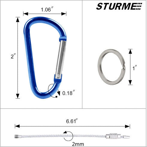 STURME 2" Aluminum D Ring Carabiners, Small Keychain Clip Set, Durable Improved 24 PCS