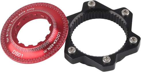 VGEBY Disc Brake Center Lock Adapter Set, Aluminum Center-Lock Hubs with 6 Bolts Disc Rotor Adapter (Red+Black)