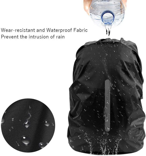 LAMA 2pcs Waterproof Rain Cover for Backpack, Reflective Rainproof Protector for Anti-dust and Anti-Theft M 26L-40L Black