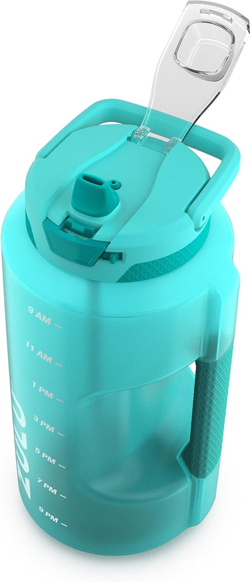 Zulu Goals Large Water Bottle Jug with Time Marker & Handle for Hydration | 64oz, 128oz BPA-Free for Gym and Outdoors