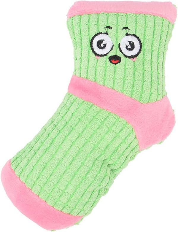 Squeaky Dog Toys, Funny Stuffed Plush Dog Toy, Cute Socks Birthday Gift for Small Medium Dogs (Pink Green)