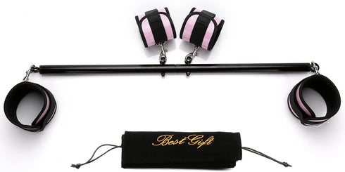 Spreader Bar Set Stainless Steel, Expandable Exercise Bar with 4Pcs Adjustable Straps,
