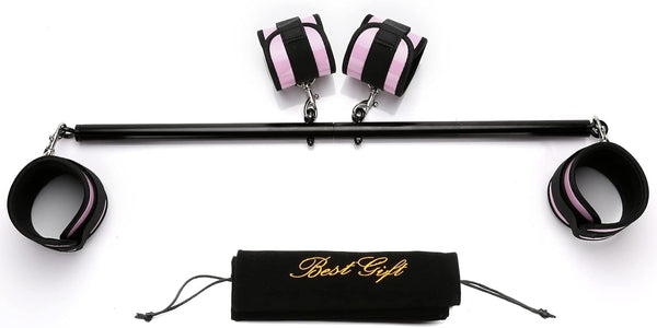 Spreader Bar Set Stainless Steel, Expandable Exercise Bar with 4Pcs Adjustable Straps,
