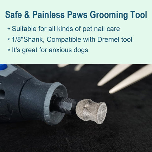Dog Nail Grinder Bits for Dremel - Diamond Dremel Dog Nail Grinder Attachment, 1/8" Dog Nail Dremel Bits, Safe and