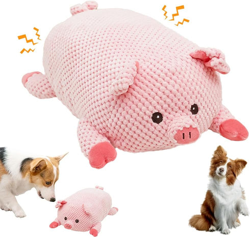 Eadwe Cute Plush Dog Toy, 2024 New Durable Squeaky Pig Sound Toy