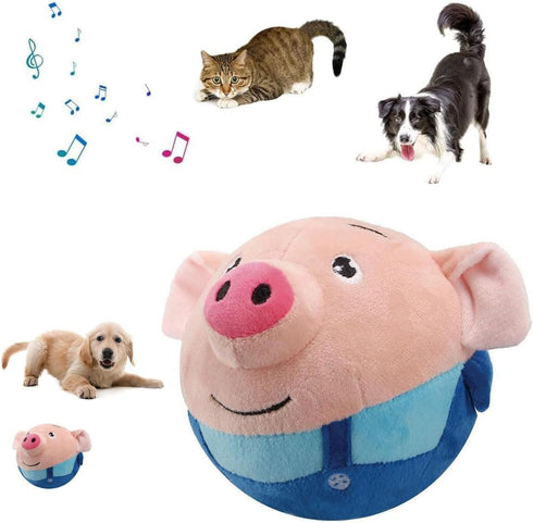 Active Moving Pet Plush Toy, Squeaky Moving Dog Ball Toy, Washable Cartoon Pig Electronic Dog Toy for Boredom Talking