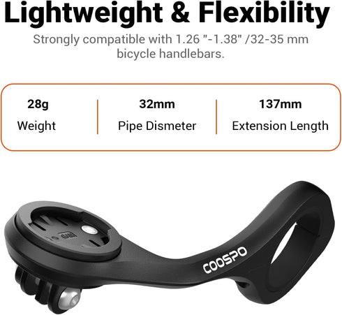 CooSpo Bike Computer Mount, Out Front Cycling Computer Extended Mount, Compatible with Garmin, Wahoo, Bryton, Bike