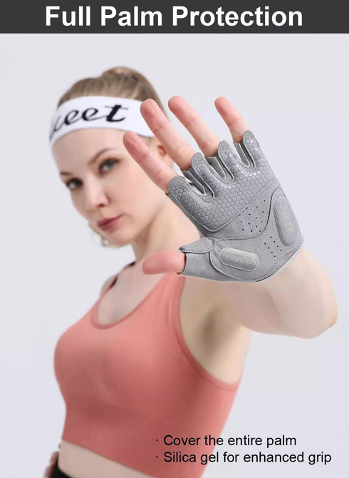 SUJAYU Workout Gloves for Women & Men, Anti-Slip Fingerless Gloves for Weightlifting, Mens Workout Gloves Gym Gloves