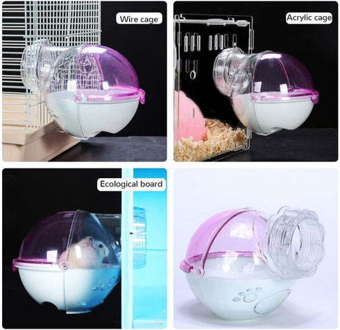 Small Animal Bath House, Acrylic Hamster Bathroom Cage Toilet Bathtub Sand Bath Container, Removable, Suitable for