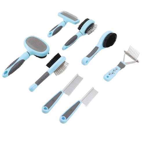 PODSJD Set 8 1 Dog Brush Comb in Multifunctional Pet Grooming Kit with Nylon & Stainless Steel Teeth - Detangles