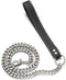 Silver Chain Dog Leash 15MM Solid Chew Proof 316L Stainless Steel Cuban Link Chain with Leather Handle 3FT/4FT/5FT for