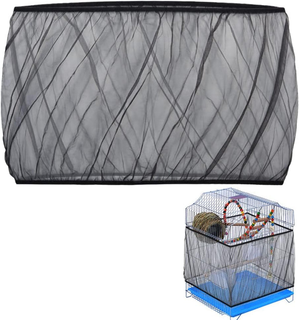 Bird Cage Seed Catcher, Mesh Guard Netting, Bird Cage Seed Guard Skirt for Round Square Cages (Black)