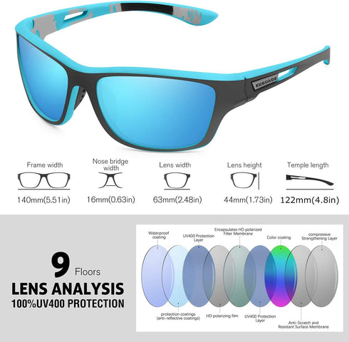 KUGUAOK Polarized Sports Sunglasses for Men, 100% UV Protection Goggles for Driving and Fishing