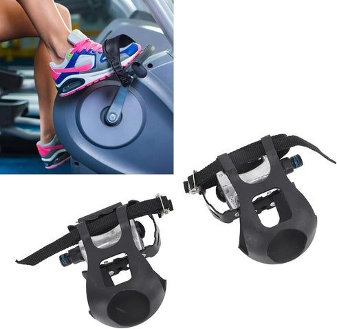 9/16 Exercise Bike Pedals, Aluminum Exercise Bicycle Pedals, with Toe Clip and Straps Pedal, Bike Pedal Straps