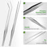 Long Tweezers for Aquarium 15 inch - 2 Pcs Stainless Steel Reptile Feeding Tongs, Curved and Straight Design