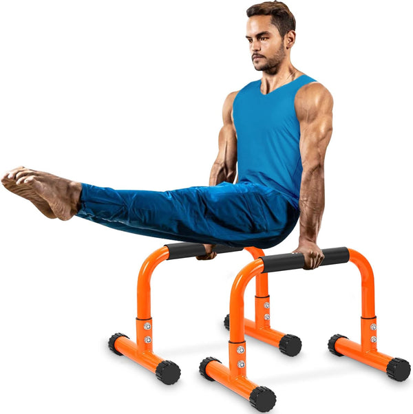 TABEKE Push Up Bar, 12" High Parallettes Bars & Dip Bar with Foam Handles, No Wobbling Calisthenics Equipment