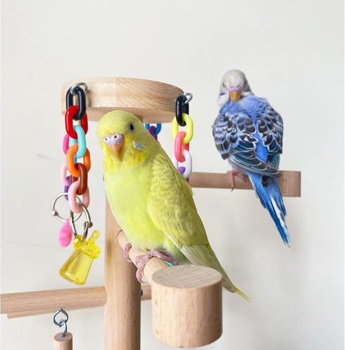 Wood Bird Playground Tabletop Parrots Playgyms Conures Play Stands Perches Prakeets Chewing Climbing Toy Playpen
