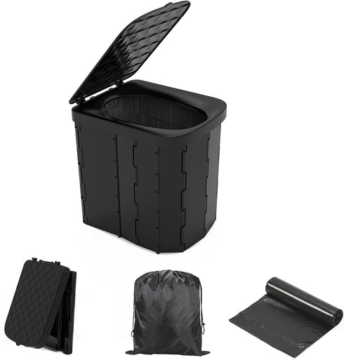 Hapoon XL Portable Folding Camping Toilet with Lid - Travel Portable Potty