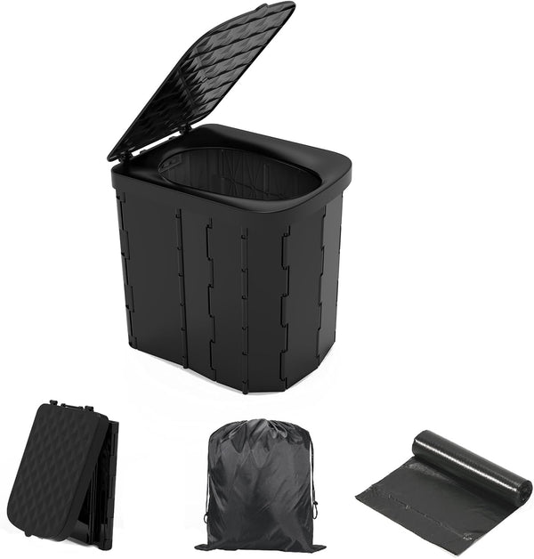 Hapoon XL Portable Folding Camping Toilet with Lid - Travel Portable Potty