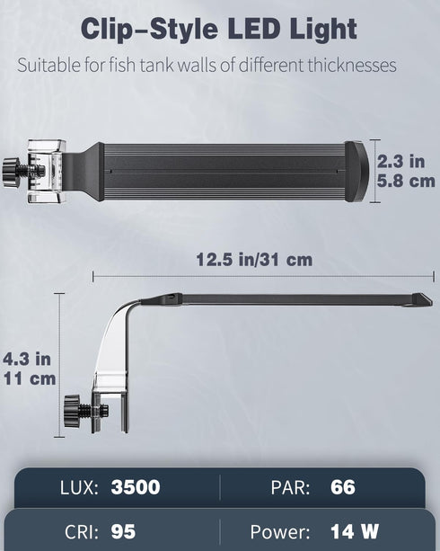Pawfly 24/7 Aquarium LED Light, Fish Tank Light with Full Spectrum Brilliant Colors, Multi-Colored LEDs with Timer