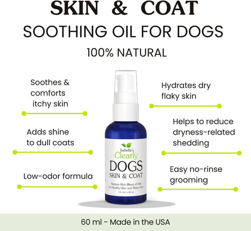 Natural Skin & Coat Oil for Dogs Coconut, Olive & Almond Oil Dog Moisturizer for Dry, Itchy Skin & Dull Coats | Adds