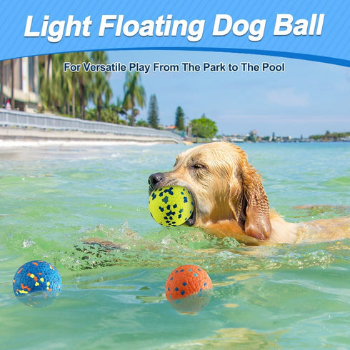 Mankoda 3'' (3 Pack) Dog Balls, Dog Tennis Balls for Aggressive Chewers, Durable Teething Chew Toys & Floating Water