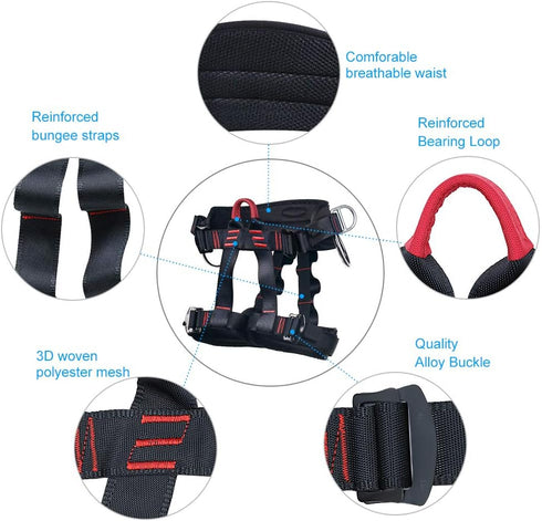 X XBEN Professional Rock Climbing Harness, Red Work Safety Belt