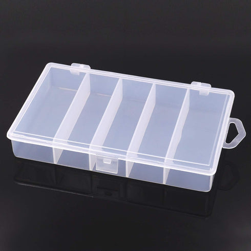 Honbay Clear Visible Plastic Fishing Tackle Storage Box - Jewelry Making Findings Organizer (M: 7"x4.3"x1.2")