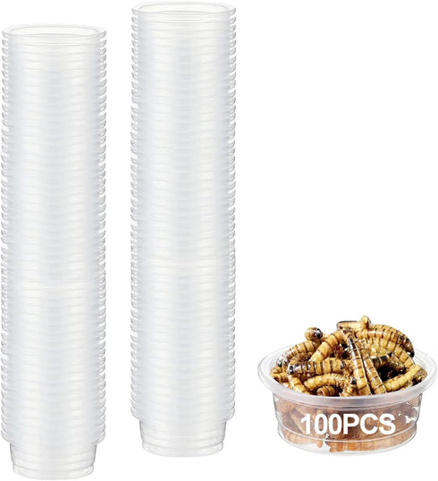 0.5oz Crested Gecko Food and Water Feeding Cups, Plastic Replacement Food Dish for Lizard and Other Small Pets (100 pcs)