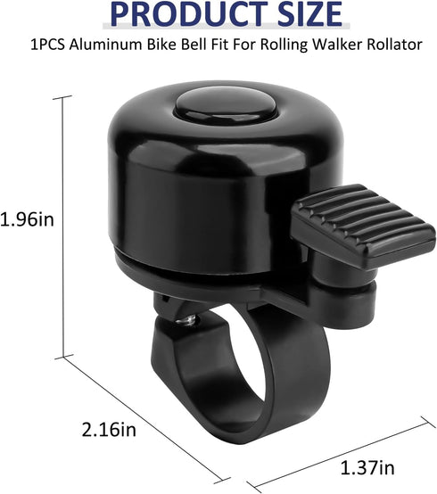 JERBOR 1PCS Aluminum Bell for Rollators Walker Baby Bike, Loud Melodious Sound Sport Wheelchair Accessories