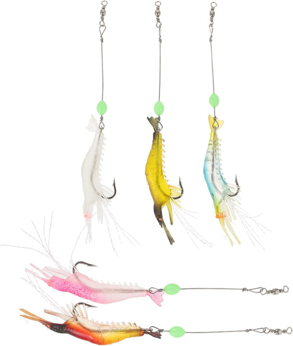 MAGICLULU 5pcs Soft Plastic Fishing Lures with Hooks 9cm 6g Artificial Shrimp