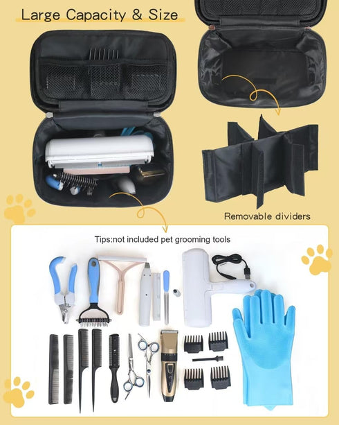 Meiiy Trimming Pet Grooming Bag, Dog Cat Grooming Supplies Organizer Bag Pet Hair Removal Cleaning Tool Kit Storage Bag