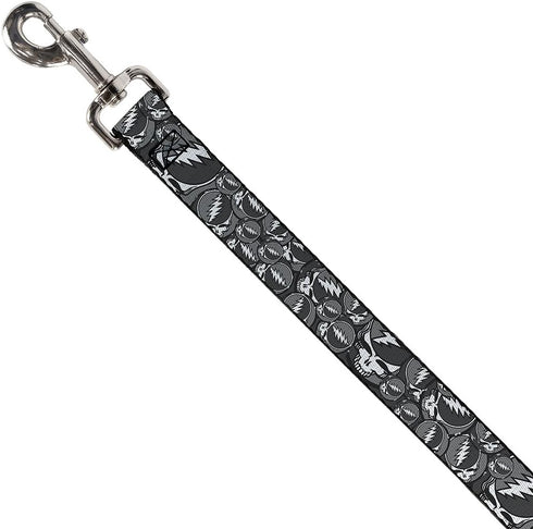 Buckle-Down Pet Leash - Steal Your Face Stacked Gray - 4 Feet Long - 1" Wide