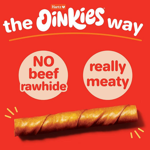 40 Count Hartz Oinkies Smoked Twists with Naturally Smoked Pork Rawhide-Free Dog Treats, Highly Digestible Long Lasting
