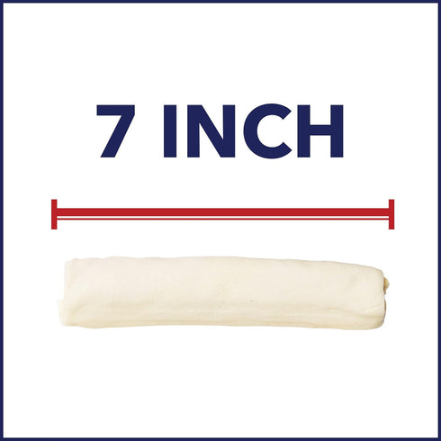 Pet Factory 100% Made in USA Beefhide Dog Chew Treats, 7" Rolls, 4 Count
