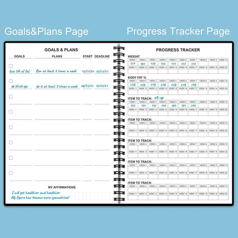 Fitness Planner for Women & Men - A5 Workout Log Book to Track Weight Loss, GYM, Bodybuilding Progress - Daily Health &