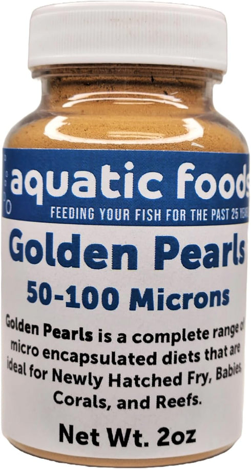 Aquatic Foods Inc. Golden Pearls 50-100 Micron Powder Newly Hatched Fry, Babies of Shrimp, Axolotls,