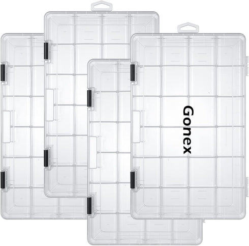 Gonex Fishing Tackle Boxes, 3600 3700 Tackle Trays with Adjustable Dividers, Clear Plastic Organizer for Fishing