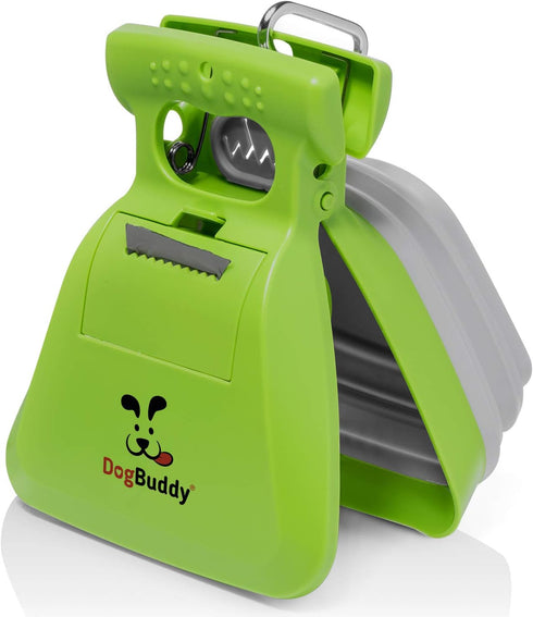 DogBuddy Portable Pooper Scooper for Small and Large Dogs, Includes Bag Attachment, Leash Clip, Waste Bags
