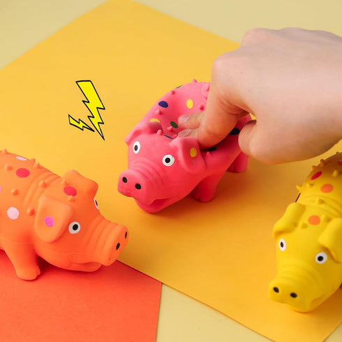 POPLAY 3PCS Squeaky Latex Grunting Pig Dog Toys, Small Rubber Chew Toys for Dogs and Puppies, Gift Set