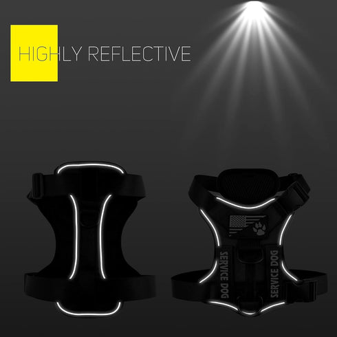 Demigreat Service Dog Harness, Reflective Vest with 5 PCS Patches, Adjustable Soft Oxford Harness for Easy Control