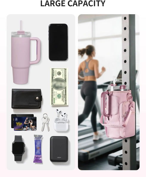 40oz 4 sportsnew Magnetic Gym Bag for Women Men, Water Bottle Carrier Holder with Strap & Phone Pockets for Tumbler