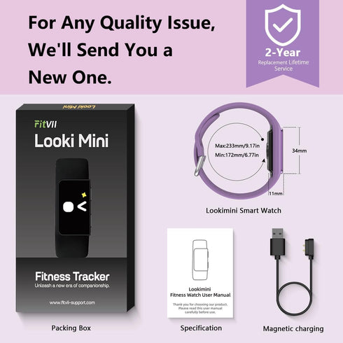 FITVII 24/7 Counter, IP68 Slim Fitness Trackers, Fitness Watch with Heart Rate, Blood Pressure, Blood Oxygen, Stress